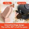 imagebella FlipnStore Waffle Maker with EverGood Ceramic Nonstick Coating Fitsanywhere Kitchenware Power Indicator Light Cool Touch Handle ampamp Cord Wrap 7 Wide ampamp 1quot Deep Plates 1000 Watt OatmilkBlossom