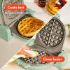 imagebella FlipnStore Waffle Maker with EverGood Ceramic Nonstick Coating Fitsanywhere Kitchenware Power Indicator Light Cool Touch Handle ampamp Cord Wrap 7 Wide ampamp 1quot Deep Plates 1000 Watt OatmilkSeaglass