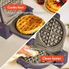 imagebella FlipnStore Waffle Maker with EverGood Ceramic Nonstick Coating Fitsanywhere Kitchenware Power Indicator Light Cool Touch Handle ampamp Cord Wrap 7 Wide ampamp 1quot Deep Plates 1000 Watt OatmilkPlum