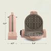 imagebella FlipnStore Waffle Maker with EverGood Ceramic Nonstick Coating Fitsanywhere Kitchenware Power Indicator Light Cool Touch Handle ampamp Cord Wrap 7 Wide ampamp 1quot Deep Plates 1000 Watt OatmilkBlossom