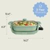 imagebella Make ampamp Take Electric Skillet Fitsanywhere kitchenware EverGood Ceramic Coating Adjustable Temperature ampamp DishwasherSafe Tempered Glass Lid Cast Aluminum Base 1200 Watt OatmilkSeaglass
