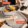 imagebella Make ampamp Take Electric Skillet Fitsanywhere kitchenware EverGood Ceramic Coating Adjustable Temperature ampamp DishwasherSafe Tempered Glass Lid Cast Aluminum Base 1200 Watt OatmilkOatmilk
