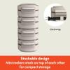 imagebella SnacknStore Mini Waffle Maker EverGood Ceramic Nonstick Coating Cord Wrap Ready Indicator Light ampamp Cool Touch Handles Stackable Design ampamp Customizable Plates 400 Watt BlossomOatmilk