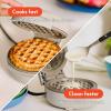 imagebella SnacknStore Mini Waffle Maker EverGood Ceramic Nonstick Coating Cord Wrap Ready Indicator Light ampamp Cool Touch Handles Stackable Design ampamp Customizable Plates 400 Watt BlossomOatmilk