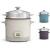 imagebella 16 Cup Rice Cooker with Steamer Dishwasher Safe Steaming Basket Rice Paddle and Measuring Cup Removable Nonstick Cooking Bowl Automatic Keep Warm Function 400 Watt PlumOatmilk