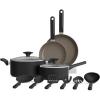 imagebella 21 Piece Kitchen Set with EverGood Ceramic Nonstick Coating Dishwasher ampamp Oven Safe All Stovetops Compatible Tempered Glass Lids ampamp Cool Touch Handles BlackBlack