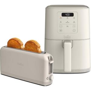 imageBELLA Slim 2 Slice Toaster  4Qt Slim Air Fryer Fitsanywhere Kitchenware Small Air Fryer w 6 Preset Cooking Options and Slim Toaster w 6 Shades Control Oatmilk