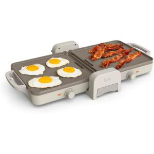 imageBella 10quotx 20quot Ceramic FoldnStore Dual Temp Griddle Fitsanywhere Kitchenware EverGood Ceramic Nonstick Coating 2 Temperature Zones up to 400F Dishwasher Safe Drip Tray 1500 Watt OatmilkOatmilk