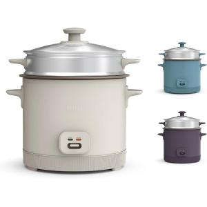 imagebella 16 Cup Rice Cooker with Steamer Dishwasher Safe Steaming Basket Rice Paddle and Measuring Cup Removable Nonstick Cooking Bowl Automatic Keep Warm Function 400 Watt PlumOatmilk