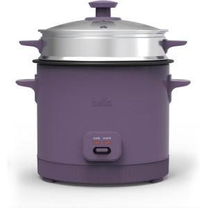 imagebella 16 Cup Rice Cooker with Steamer Dishwasher Safe Steaming Basket Rice Paddle and Measuring Cup Removable Nonstick Cooking Bowl Automatic Keep Warm Function 400 Watt PlumPlum