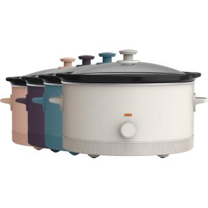 imagebella 60 Qt Manual Slow Cooker Ceramic Nonstick Coating 3 Temperature Settings Dishwasher Safe Stoneware Pot and Tempered Glass Lid Cool Touch Handles ampamp Tangle Free Cord Wrap BlossomOatmilk