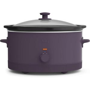 imagebella 60 Qt Manual Slow Cooker Ceramic Nonstick Coating 3 Temperature Settings Dishwasher Safe Stoneware Pot and Tempered Glass Lid Cool Touch Handles ampamp Tangle Free Cord Wrap BlossomPlum