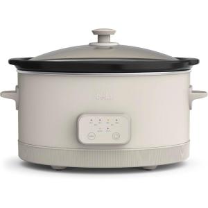 imagebella 60 Qt Programmable Slow Cooker Ceramic Nonstick Coating Adjustable Temperature ampamp Cooking Times Dishwasher Safe Stoneware Pot ampamp Tempered Glass Lid Tangle Free Cord Wrap SurfOatmilk