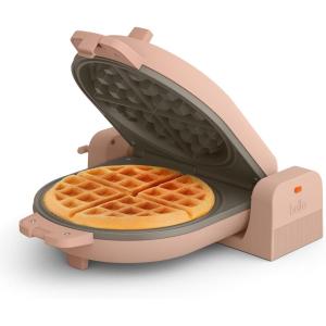 imagebella FlipnStore Waffle Maker with EverGood Ceramic Nonstick Coating Fitsanywhere Kitchenware Power Indicator Light Cool Touch Handle ampamp Cord Wrap 7 Wide ampamp 1quot Deep Plates 1000 Watt OatmilkBlossom