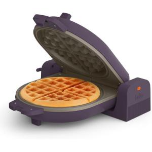 imagebella FlipnStore Waffle Maker with EverGood Ceramic Nonstick Coating Fitsanywhere Kitchenware Power Indicator Light Cool Touch Handle ampamp Cord Wrap 7 Wide ampamp 1quot Deep Plates 1000 Watt OatmilkPlum