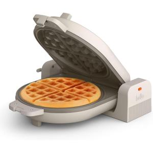imagebella FlipnStore Waffle Maker with EverGood Ceramic Nonstick Coating Fitsanywhere Kitchenware Power Indicator Light Cool Touch Handle ampamp Cord Wrap 7 Wide ampamp 1quot Deep Plates 1000 Watt OatmilkOatmilk