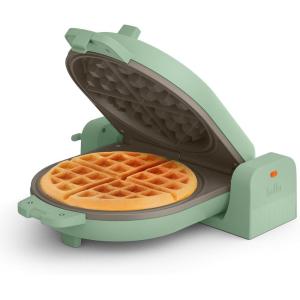 imagebella FlipnStore Waffle Maker with EverGood Ceramic Nonstick Coating Fitsanywhere Kitchenware Power Indicator Light Cool Touch Handle ampamp Cord Wrap 7 Wide ampamp 1quot Deep Plates 1000 Watt OatmilkSeaglass