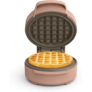 imagebella SnacknStore Mini Waffle Maker EverGood Ceramic Nonstick Coating Cord Wrap Ready Indicator Light ampamp Cool Touch Handles Stackable Design ampamp Customizable Plates 400 Watt BlossomBlossom