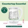 imageBELLA 17 Liter Glass Electric Kettle Quickly Boil 7 Cups of Water in 67 Minutes Soft Blue LED Lights Illuminate While Boiling Cordless Portable Heater Carefree Auto ShutOff BlackWhite  Green