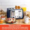 imageBELLA 4 Slice Toaster with Auto Shut Off  Extra Wide Slots ampamp Removable Crumb Tray and Cancel Defrost ampamp Reheat Function  Toast Bread ampamp Bagel BlackBlue