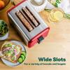 imageBELLA 4 Slice Toaster with Auto Shut Off  Extra Wide Slots and Removable DropDown Crumb Tray with Cancel and Reheat Function  For Texas Toast Large Bread ampamp Bagel Stainless SteelStainless Steel and Red
