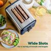 imageBELLA 4 Slice Toaster with Auto Shut Off  Extra Wide Slots and Removable DropDown Crumb Tray with Cancel and Reheat Function  For Texas Toast Large Bread ampamp Bagel Stainless SteelStainless Steel and Blue