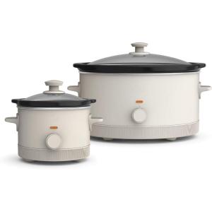 imageBELLA 15 Qt Slow Cooker  6 Qt Manual Slow Cooker with EverGood Ceramic Nonstick Coating 3 Temperature Setting Dishwasher Safe Stoneware Pot ampamp Tempered Glass Lid Tangle Free Cord Wrap Oatmilk