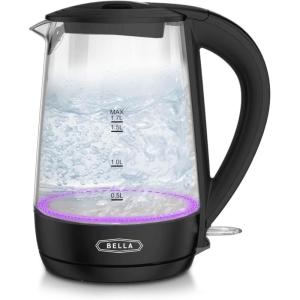 imageBELLA 17 Liter Glass Electric Kettle Quickly Boil 7 Cups of Water in 67 Minutes Soft Blue LED Lights Illuminate While Boiling Cordless Portable Heater Carefree Auto ShutOff BlackBlack  Purple