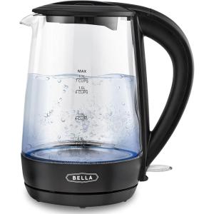 imageBELLA 17 Liter Glass Electric Kettle Quickly Boil 7 Cups of Water in 67 Minutes Soft Blue LED Lights Illuminate While Boiling Cordless Portable Heater Carefree Auto ShutOff BlackBlack
