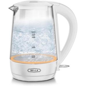 imageBELLA 17 Liter Glass Electric Kettle Quickly Boil 7 Cups of Water in 67 Minutes Soft Blue LED Lights Illuminate While Boiling Cordless Portable Heater Carefree Auto ShutOff BlackWhite  Orange