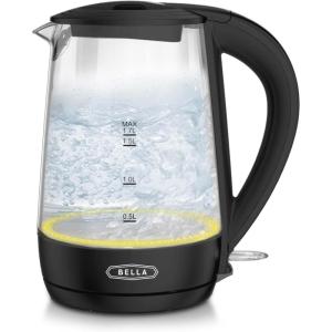 imageBELLA 17 Liter Glass Electric Kettle Quickly Boil 7 Cups of Water in 67 Minutes Soft Blue LED Lights Illuminate While Boiling Cordless Portable Heater Carefree Auto ShutOff BlackBlack  Yellow