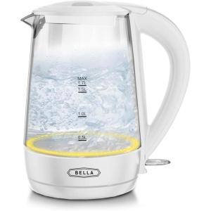 imageBELLA 17 Liter Glass Electric Kettle Quickly Boil 7 Cups of Water in 67 Minutes Soft Blue LED Lights Illuminate While Boiling Cordless Portable Heater Carefree Auto ShutOff BlackWhite  Yellow