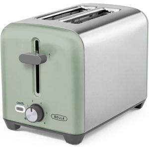 imageBELLA 4 Slice Toaster with Auto Shut Off  Extra Wide Slots and Removable DropDown Crumb Tray with Cancel and Reheat Function  For Texas Toast Large Bread ampamp Bagel Stainless SteelStainless Steel and Sage