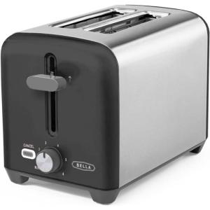 imageBELLA 4 Slice Toaster with Auto Shut Off  Extra Wide Slots and Removable DropDown Crumb Tray with Cancel and Reheat Function  For Texas Toast Large Bread ampamp Bagel Stainless SteelStainless Steel and Black
