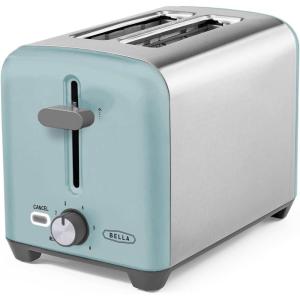 imageBELLA 4 Slice Toaster with Auto Shut Off  Extra Wide Slots and Removable DropDown Crumb Tray with Cancel and Reheat Function  For Texas Toast Large Bread ampamp Bagel Stainless SteelStainless Steel and Aqua