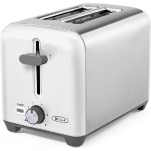 imageBELLA 4 Slice Toaster with Auto Shut Off  Extra Wide Slots and Removable DropDown Crumb Tray with Cancel and Reheat Function  For Texas Toast Large Bread ampamp Bagel Stainless SteelStainless Steel and White