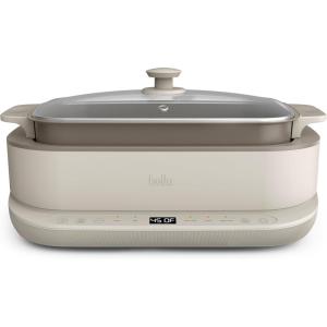 imagebella 60 QT MultiCooker Ceramic Nonstick Coating 4in1 Versatility 4 cooking functions Slow Cook Sear Saute Steam Serves 7 people Dishwasher Safe Pot amp Tempered Glass Lid Tangle Free Cord Wrap Oatmilk