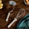 imagebella 2 Piece Compact Masher and Whisk Set Fold Flat Stainless steel and silicone Foldable Masher Ballon Whisk Flat Whisk Nonstick Nonslip Heat safe to 425F SlateSlate