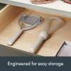 imagebella 2 Piece Compact Masher and Whisk Set Fold Flat Stainless steel and silicone Foldable Masher Ballon Whisk Flat Whisk Nonstick Nonslip Heat safe to 425F SlateOatmilk
