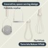imagebella 2 Piece Compact Masher and Whisk Set Fold Flat Stainless steel and silicone Foldable Masher Ballon Whisk Flat Whisk Nonstick Nonslip Heat safe to 425F SlateOatmilk