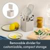 imagebella 7Piece Modular Gadget Set Grater Pizza Cutter Ice Cream Scoop Peeler Shears Bottle Opener Crock with removable divider Dishwasher Safe SlateOatmilk