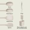 imagebella 7Piece Modular Gadget Set Grater Pizza Cutter Ice Cream Scoop Peeler Shears Bottle Opener Crock with removable divider Dishwasher Safe SlateOatmilk
