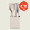imagebella 7Piece Modular Gadget Set Grater Pizza Cutter Ice Cream Scoop Peeler Shears Bottle Opener Crock with removable divider Dishwasher Safe SlateOatmilk