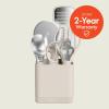 imagebella 7Piece Modular Gadget Set Grater Pizza Cutter Ice Cream Scoop Peeler Shears Bottle Opener Crock with removable divider Dishwasher Safe SlateOatmilk