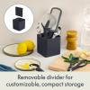 imagebella 7Piece Modular Gadget Set Grater Pizza Cutter Ice Cream Scoop Peeler Shears Bottle Opener Crock with removable divider Dishwasher Safe SlateSlate