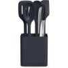 imagebella 7Piece Modular Gadget Set Grater Pizza Cutter Ice Cream Scoop Peeler Shears Bottle Opener Crock with removable divider Dishwasher Safe SlateSlate