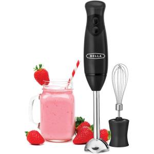 imageBELLA Immersion Hand Blender Portable Mixer with Whisk Attachment  Electric Handheld Juicer Shakes Baby Food and Smoothie Maker Stainless Steel BlackBlack