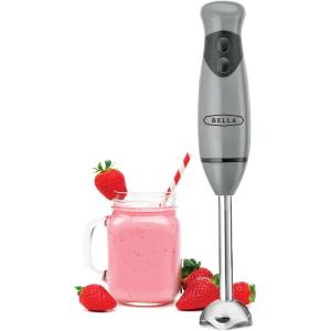 imageBELLA Immersion Hand Blender Portable Mixer with Whisk Attachment  Electric Handheld Juicer Shakes Baby Food and Smoothie Maker Stainless Steel BlackGray