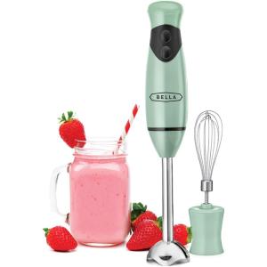 imageBELLA Immersion Hand Blender Portable Mixer with Whisk Attachment  Electric Handheld Juicer Shakes Baby Food and Smoothie Maker Stainless Steel BlackSage
