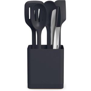 imagebella 7Piece Modular Gadget Set Grater Pizza Cutter Ice Cream Scoop Peeler Shears Bottle Opener Crock with removable divider Dishwasher Safe SlateSlate